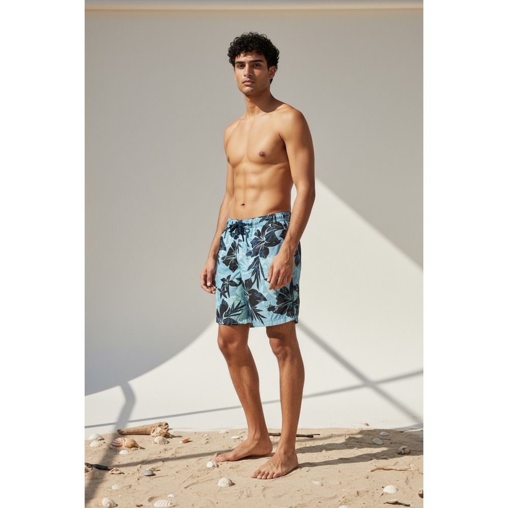 Speedo Light Blue and Black Mens Swim Shorts